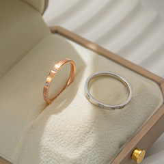 Korean-style minimalist 18k gold-plated titanium steel ring for women, unique design, couple's matching rings, fashionable and versatile, high-end diamond ring