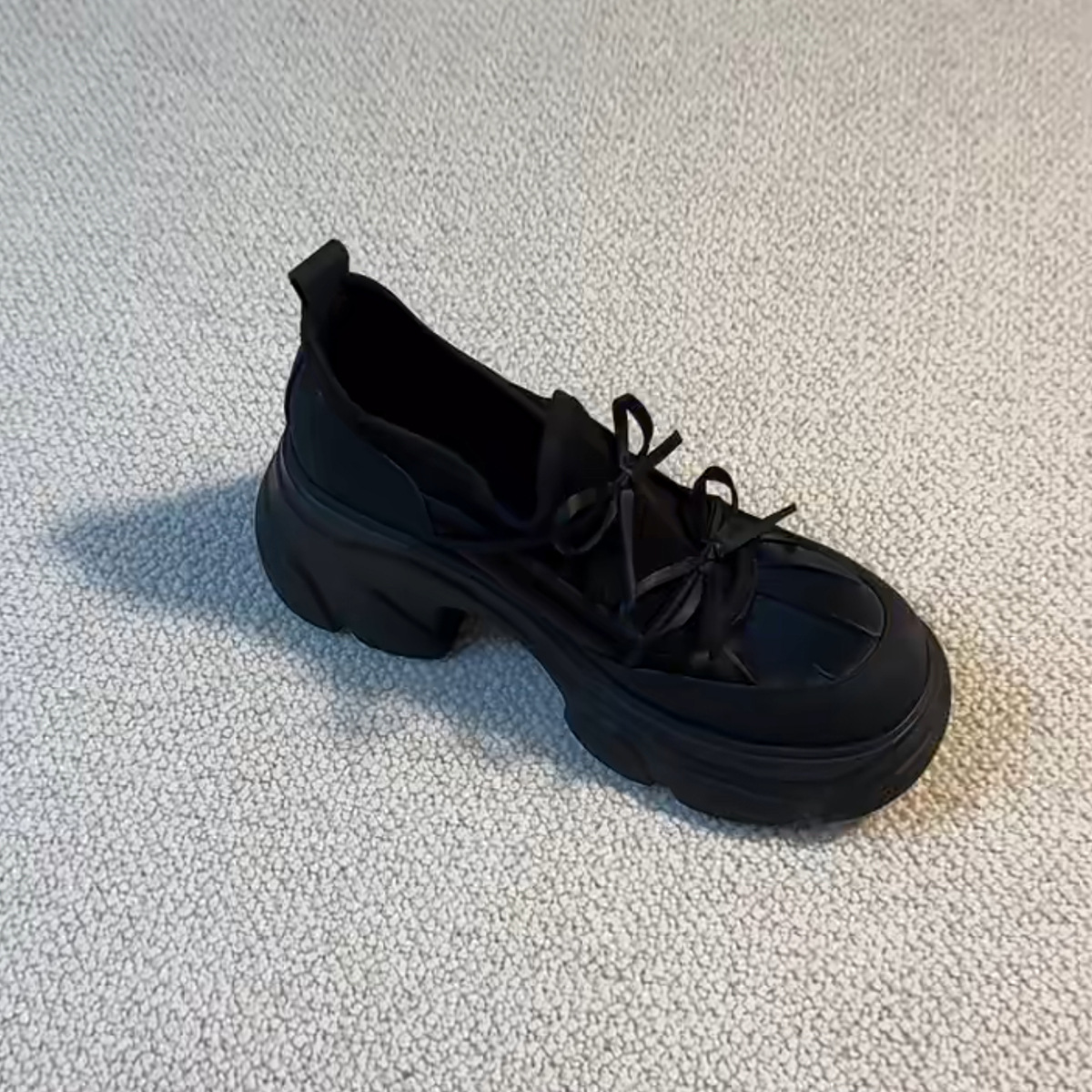 In-Stock Version ~ Sweet and Cool Style Versatile Height-Increasing Loafers for Petite Women, Slip-On Bowknot Thick-Soled Leather Shoes