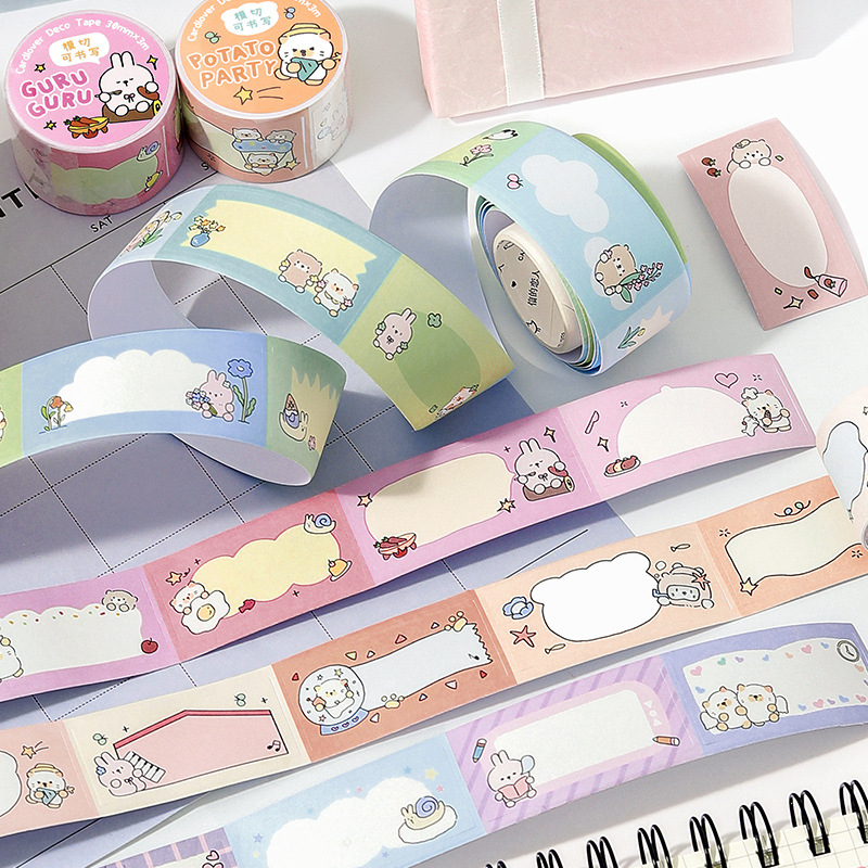 Los amantes de la carta pueden escribir cinta troquelada serie de aventuras de bolas linda decoración de cuentas de mano cinta de escritura