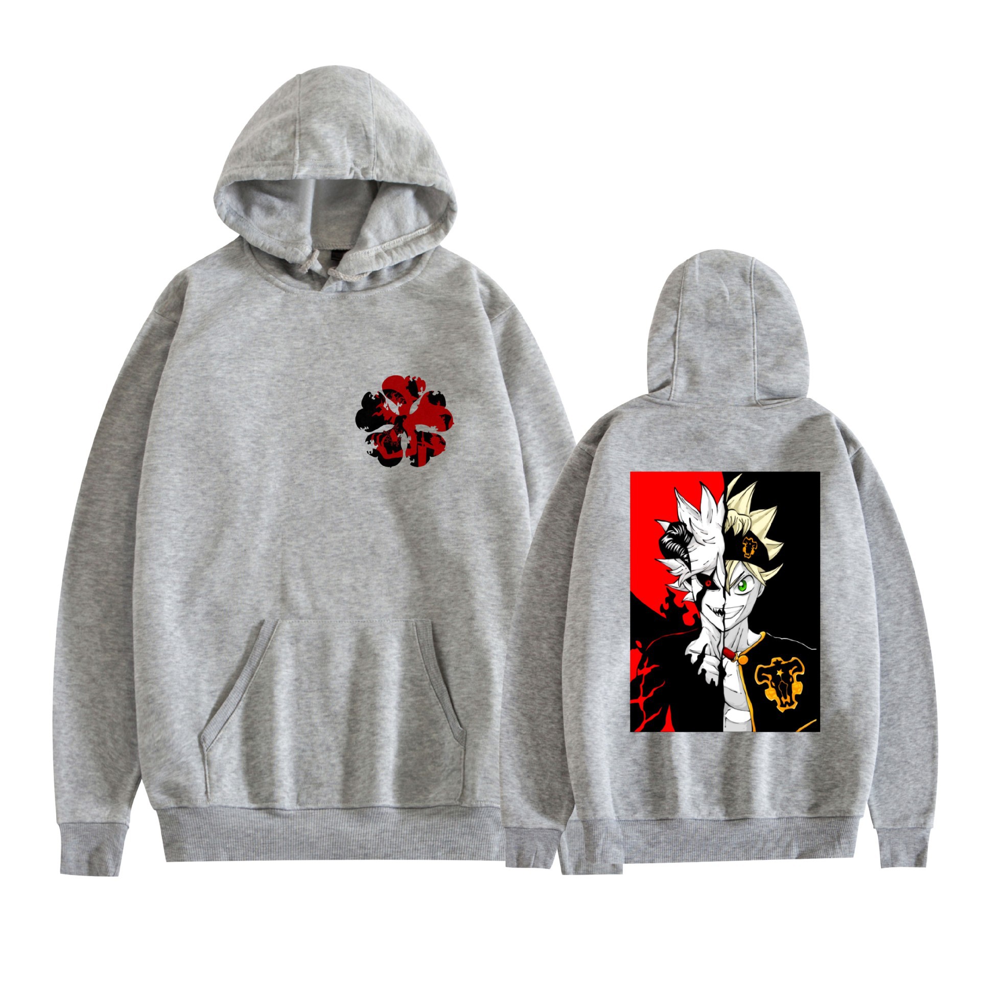 Trébol de cuatro hojas negro nuevo transfronterizo Black Clover animación periféricos hombres y mujeres suéter con capucha suelto casual