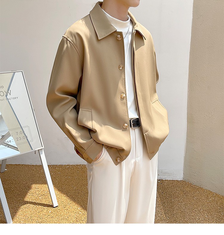 Men's Casual Workwear Blazer, Mature Style Turn-down Collar Jacket_voghion.com