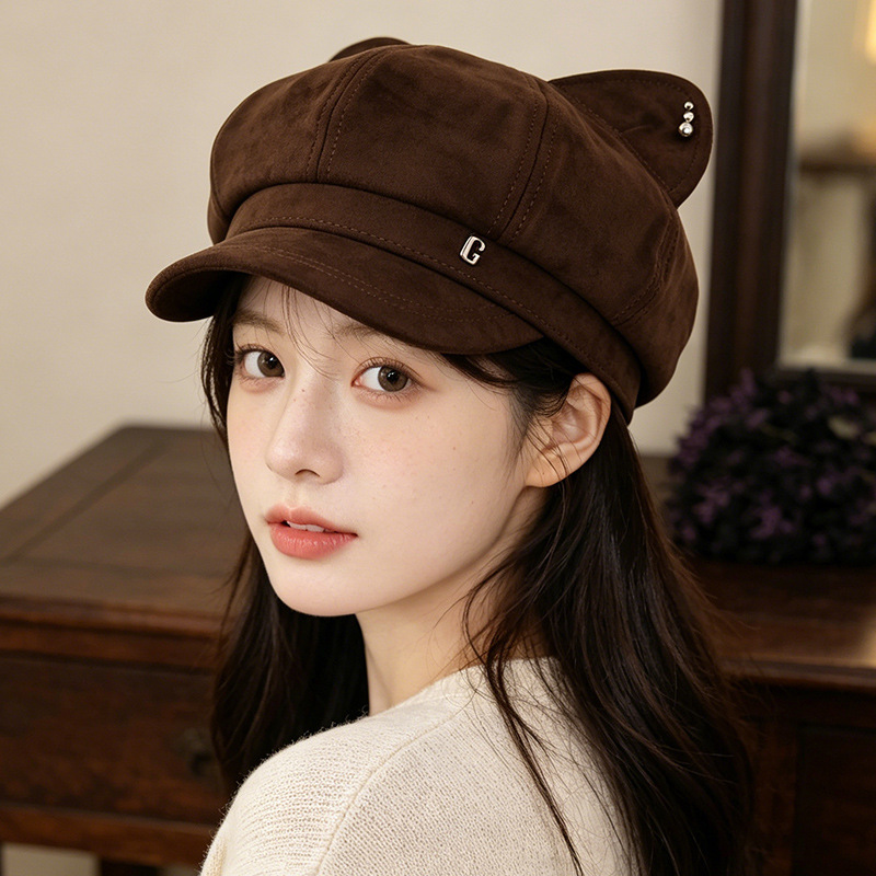 귀엽고 달콤한 고양이 귀 모자 ins 바람 백합 신문 어린이 모자 2026 백합 팔