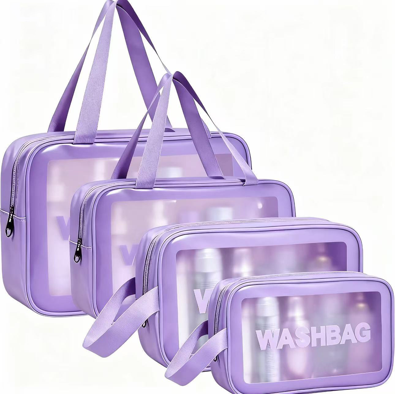 Bolsa de maquillaje transparente de estilo coreano PU esmerilado de gran capacidad impermeable engrosado portátil de almacenamiento de lavado caliente comercio exterior