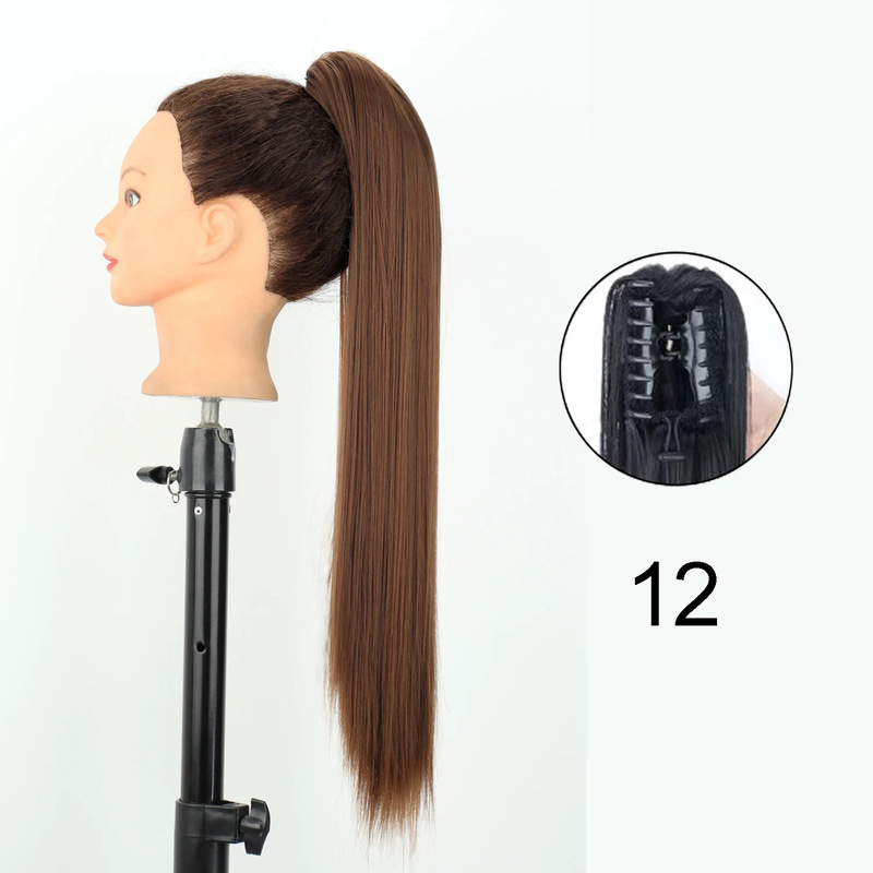 22inch 爪クリップストレートヘアポニーテール化学繊維かつら女性ロングストレートふわふわハイポニーテール|undefined