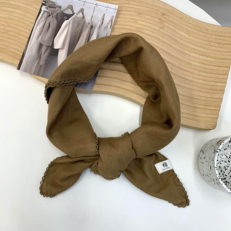 Toallas cuadradas coreanas de color sólido de doble capa de algodón exterior con un chal de moda pequeña bufandas de cuello bufandas de cuello