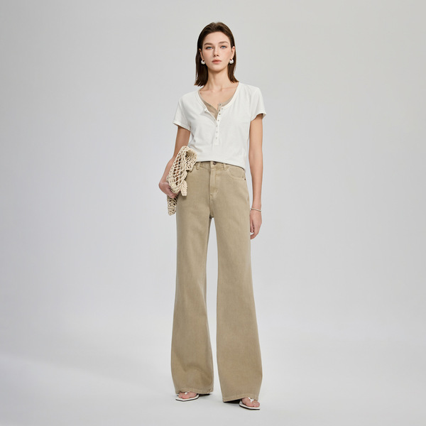Jiye Tencel four-way stretch "supermodel pants" Maillard retro…