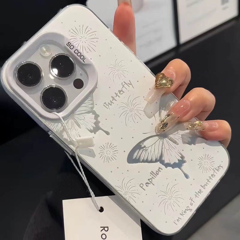花火蝶々柄 iPhone 15 Pro/16/17 Pro Max/14 Plus/13対応 ケース かっこいい 女の子向け|undefined
