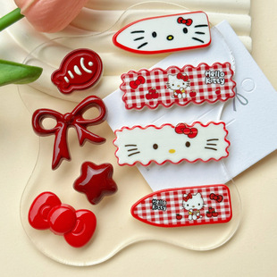 Japanese Style Cute Kt Cat Side Clip Acrylic DIY Jewelry Accessories Mobile Phone Case Patch Hairpin Hair Accessories Material Wholesale