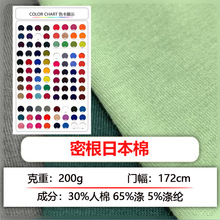 32S密根日本棉弹力单面汗布TR单面针织面料200克人棉混纺平纹布料