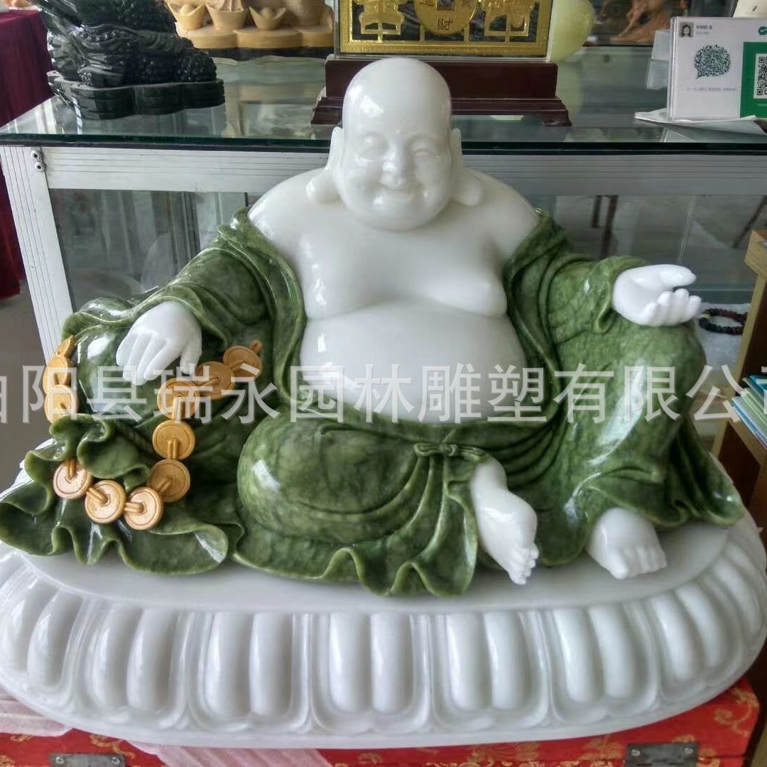 石雕汉白玉弥勒佛花岗岩大理石大肚弥勒佛笑佛笑和尚招财雕刻摆件