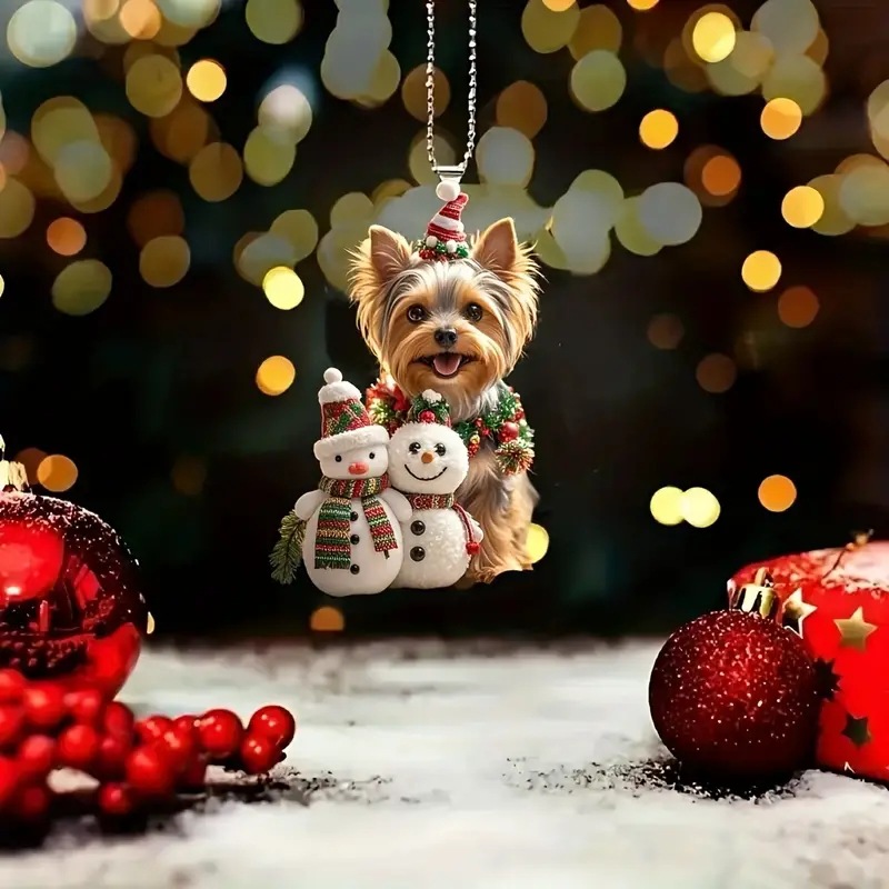 Creativa nueva Navidad adorable perro acrílico colgante plano transfronterizo colgante de automóvil colgante de decoración de fiesta image 2