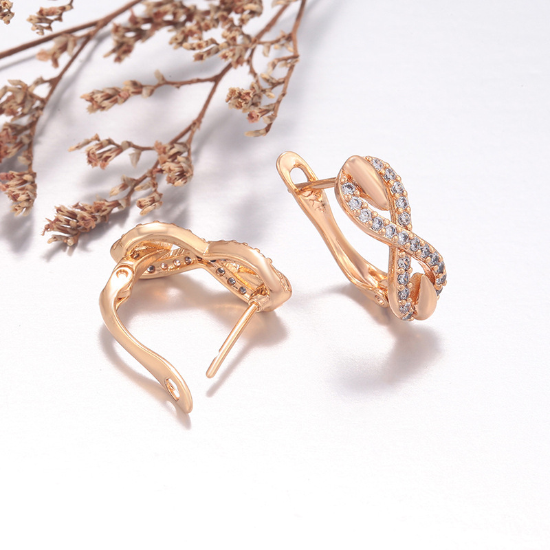 Arracadas con Símbolo de Infinito de Aleación de Cobre, Galvanizado, para Mujer image 4
