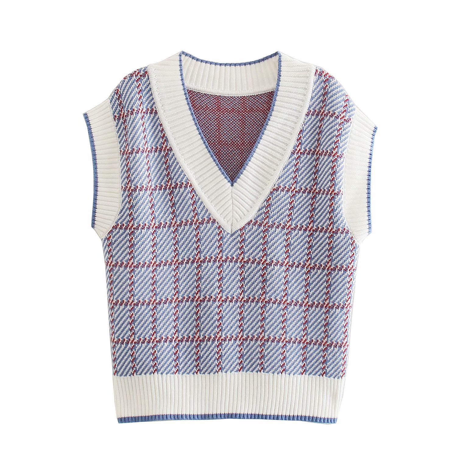 spring V-neck loose woolen knitted vest NSAM40170