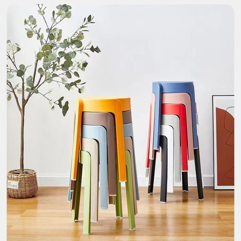 塑料凳子家用可叠放加厚板凳简约餐桌吃饭高凳风车胶凳可摞叠圆凳