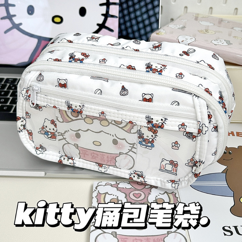 Sanrio Kt Cat Pencil Case, Trendy and Unique, High Aesthetic Appeal, Hello Kitty Student Large-Capacity Stain-Resistant Stationery Box Sanrio Kt Cat Pencil Case, Trendy and Unique, High Aesthetic Appeal, Hello Kitty Student Large-Capacity Stain-Resistant Stationery Box