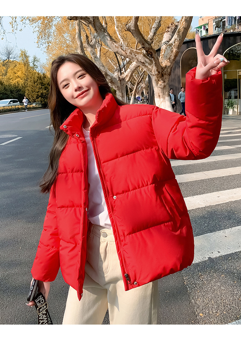 Women's Down Coat Winter Cotton Jacket Standing Collar Loose Fit_voghion.com