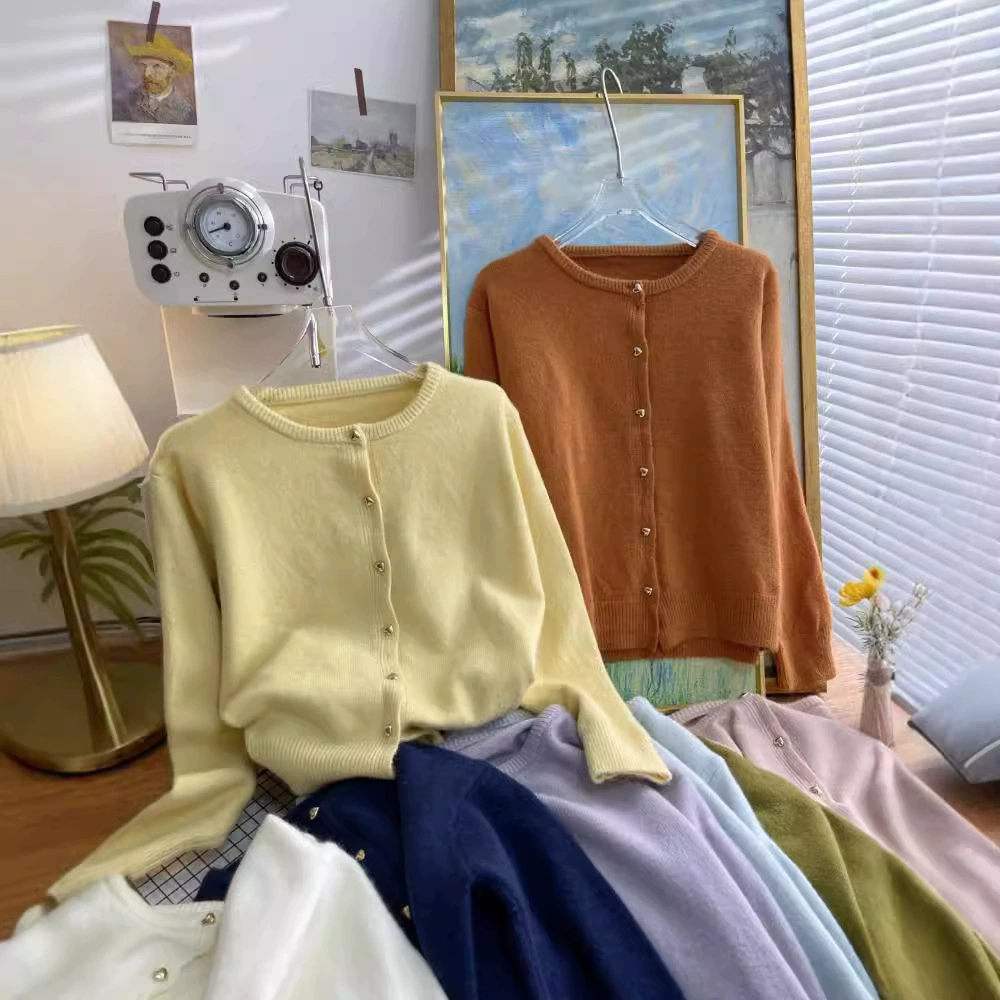 Корейский маленький ароматный ветер кремовый трикотажный кардиган для женского весеннего и осеннего короткого высокого класса шикарный топ 4738