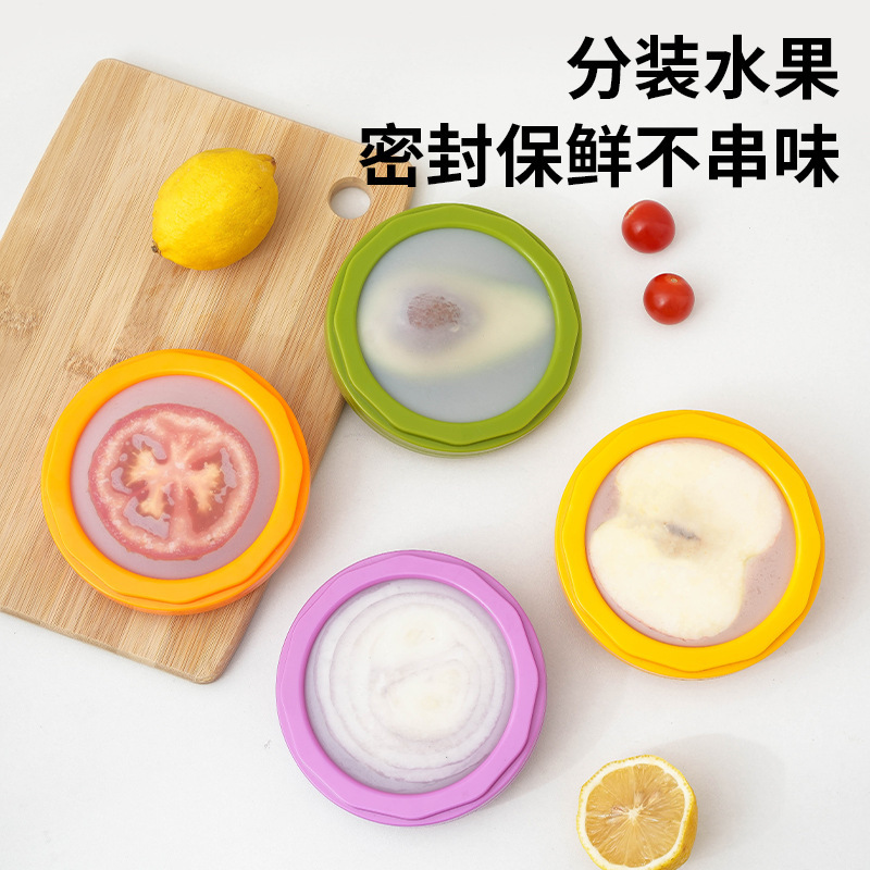 新しい国境を越えた人気の果物と野菜の保存箱シリコン二重面シールミニ冷蔵庫収納ボックスメーカー承認|undefined