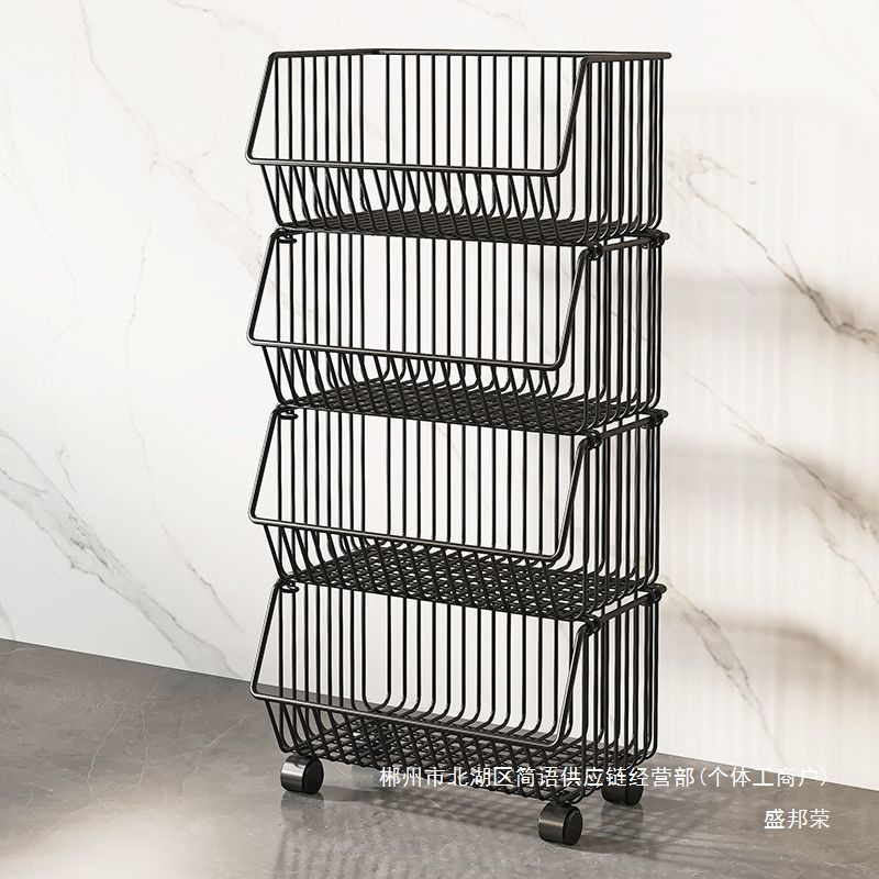 Cesta de cocina directa de fábrica de estantes de almacenamiento de artículos móviles domésticos multicapa de almacenamiento de frutas y verduras multifuncional