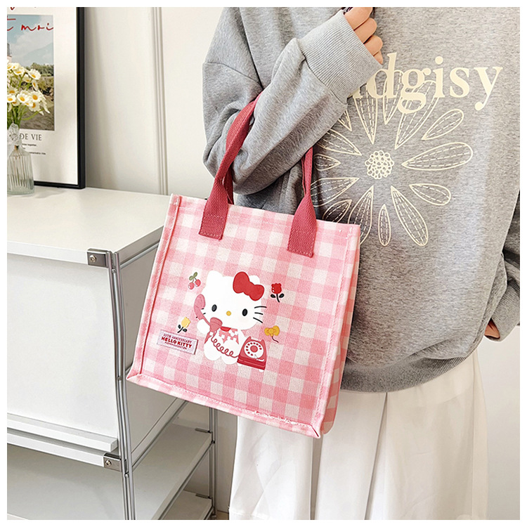 Cute cartoon cat canvas bag 2025 new style large-capacity simple and convenient tote bag with fashionable printing undefined