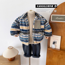 风之谷2025冬季新款童装儿童韩版扎染立领加棉厚外套男童保暖上衣