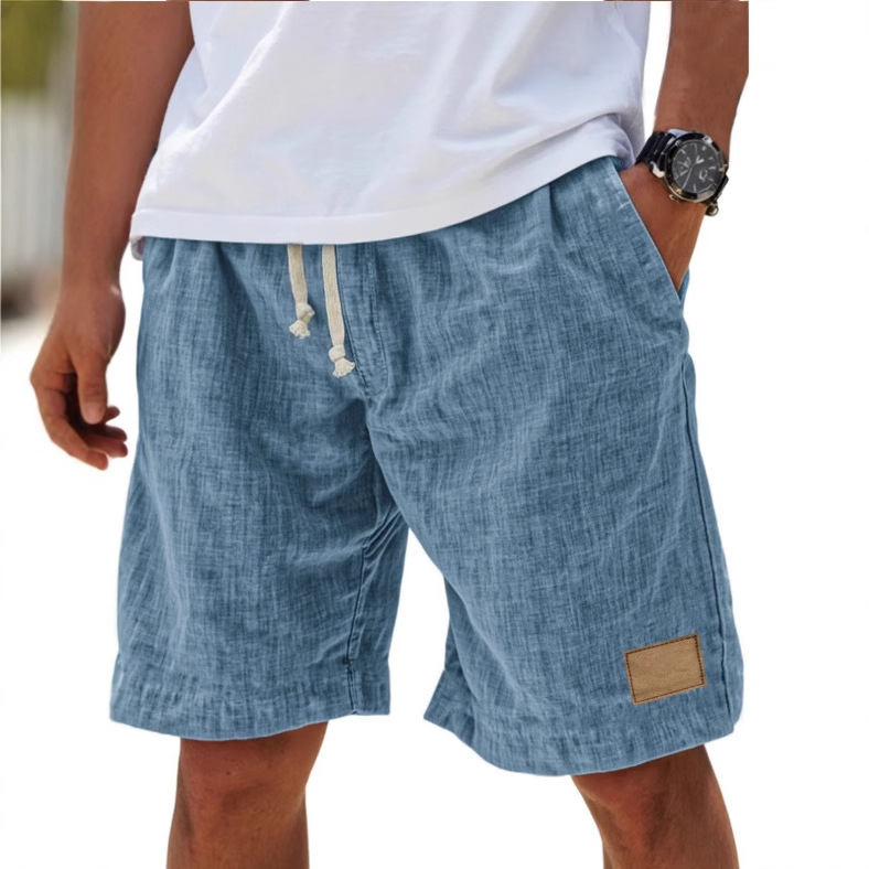 Herrenbekleidung: Atmungsaktive Leinen-Retro-Shorts für Herren, lockere Passform, lässige Urlaubsmode, geeignet für formelle und legere Anlässe._voghion.com