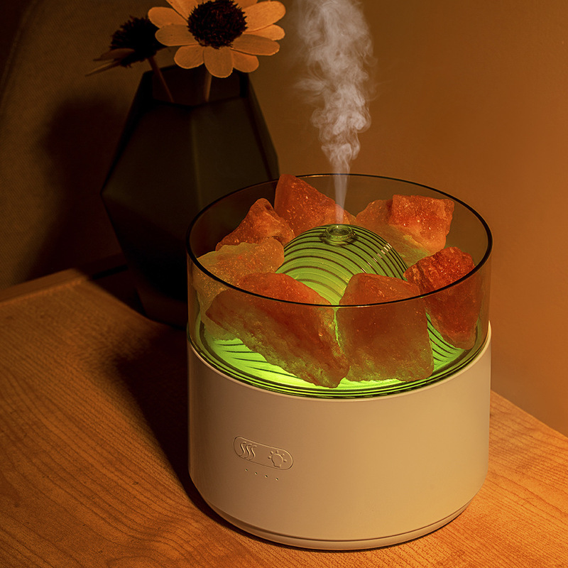 Creative salt stone aromatherapy machine can add essential oil home desktop atmosphere night light decoration office desktop moisturizing humidifier