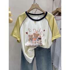特大サイズ純綿 150kg コントラストカラールーズ半袖 T シャツ女性のための 2025 夏の新しいファッション新しいスタイル多用途