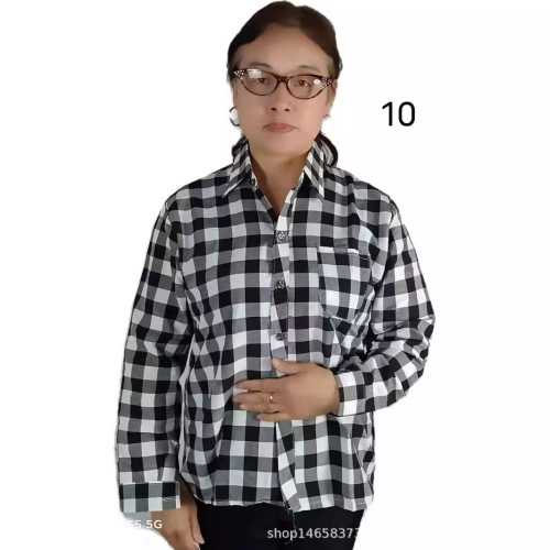 Women's Spring and Autumn Striped Thin Pocket Casual Open Top for Middle-Aged Adults, Construction Site Wear, Middle-Aged Adults' Stalls Goods