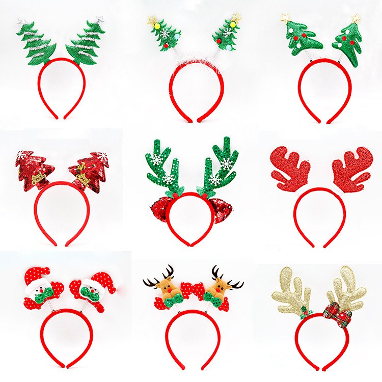 Navidad decoración diadema hebilla asta muñeco de nieve cabeza hebilla aro decoraciones de fiesta de Navidad adultos niños tocado cabeza hebilla