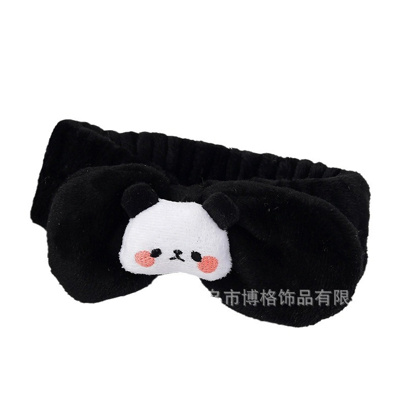 Dibujos animados tridimensional lindo felpa muñeca Panda arco cara lavado banda de pelo ancho borde diadema maquillaje femenino accesorios para el cabello