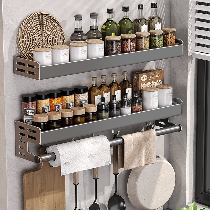 Kitchen seasoning storage rack punch-free wall-mounted seaso..