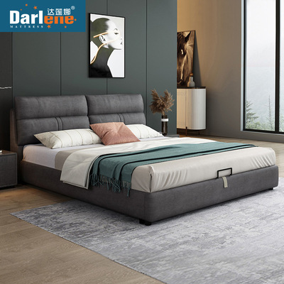 北欧现代简约科技布时尚床 双人软包卧室小户型家具真皮婚床 主卧|ms