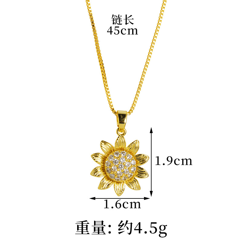 Nuevo conjunto de joyería popular flores de sol imitación de diamantes vietnamita oro girasol fábrica directa Yiwu joyería