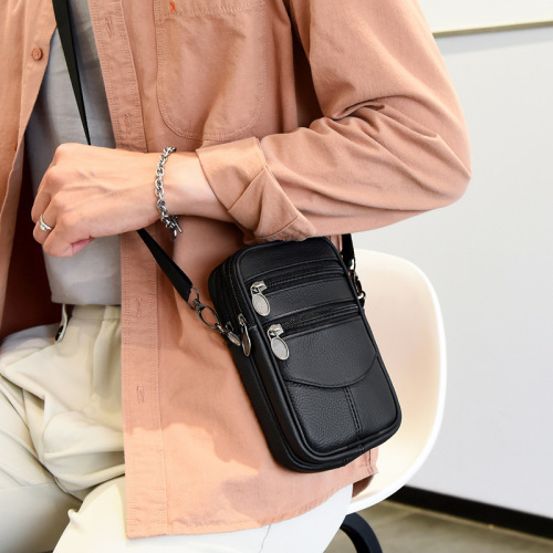 New style cowhide mobile phone waist bag with belt  multifunctional crossbody men's bag crossbody backpack genuine leather bag manufacturer batch
