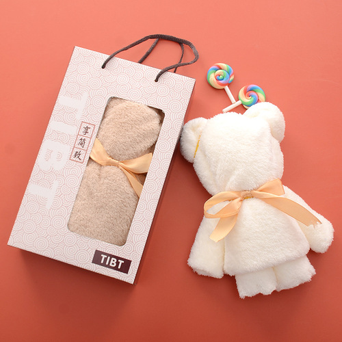 Can be made into LOGO coral velvet towel bears, company annual meeting souvenirs, advertising gift towels, bear towel wholesale
