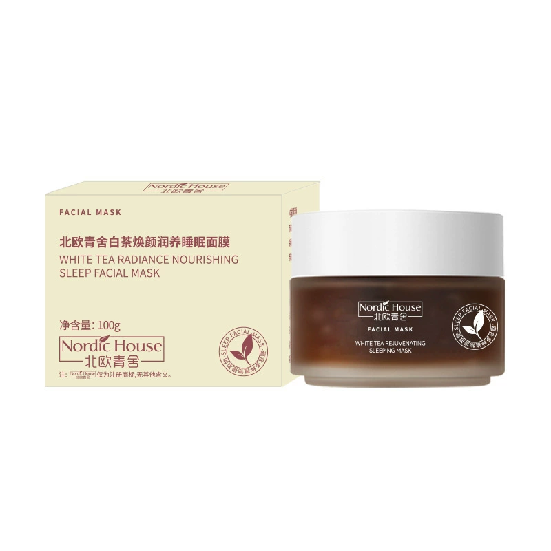 White tea, night revitalizing brightening moisturizing face mask, easy application