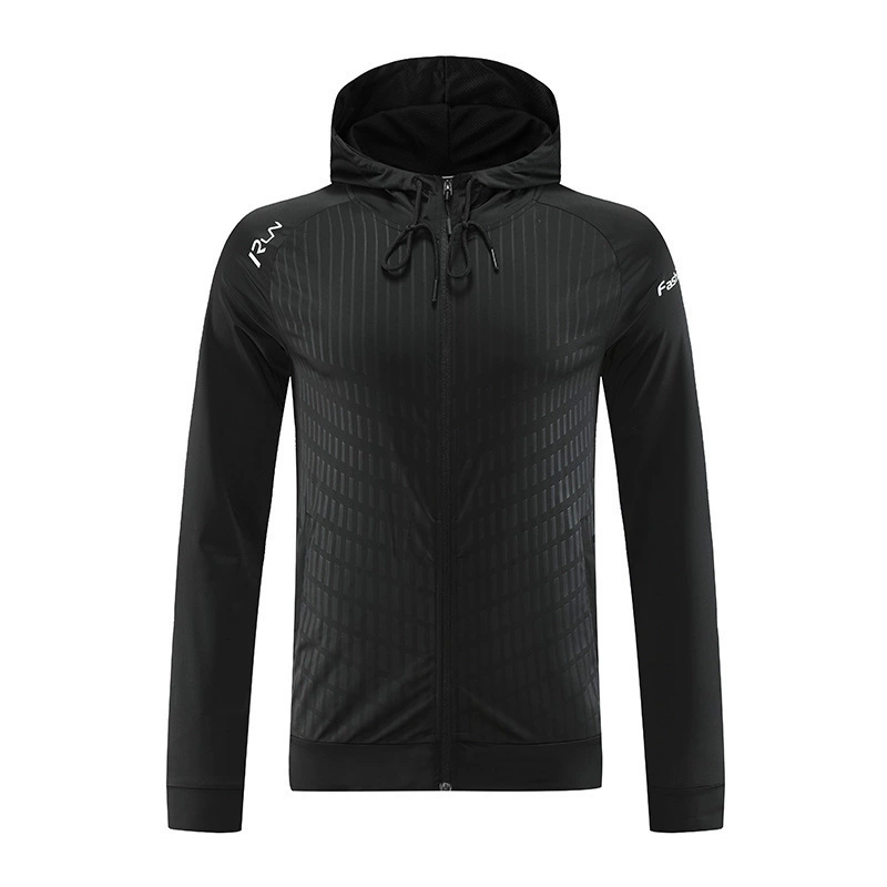 Sports elastic quick dry demi-season jacket with hood with zipper for gym for leisure, (Physicals)