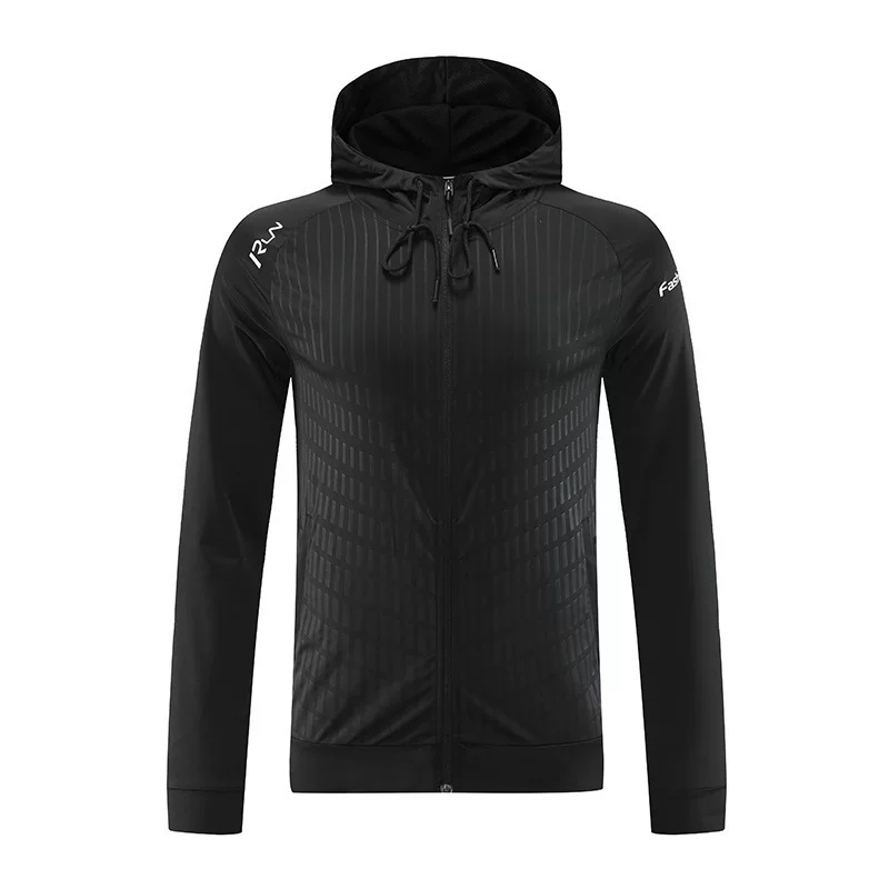 Sports elastic quick dry demi-season jacket with hood with zipper for gym for leisure, (Physicals)