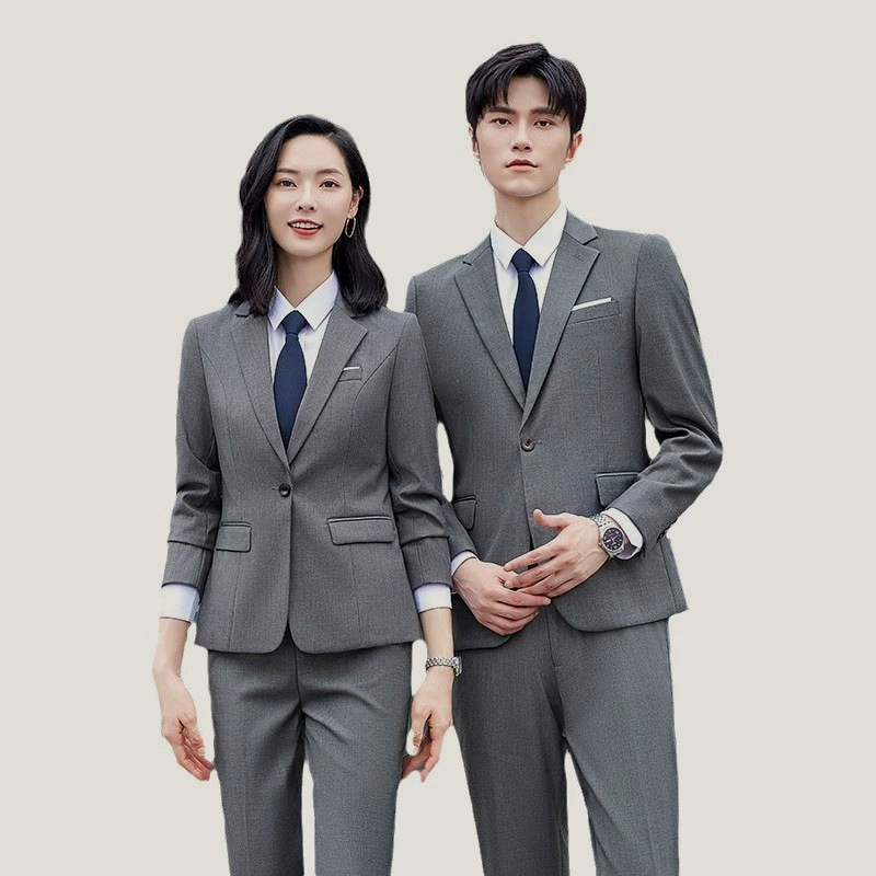 Костюм с одной пряжкой, бизнес-продажи, белый воротник, формальный учитель, профессиональный костюм для похудения, мужской и женский костюм, рабочая одежда