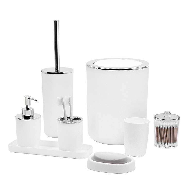 Juego de lavado de baño de plástico, kit de combinación de baño de baño, taza de dientes de baño, bandeja de dientes, juego de cepillo de baño