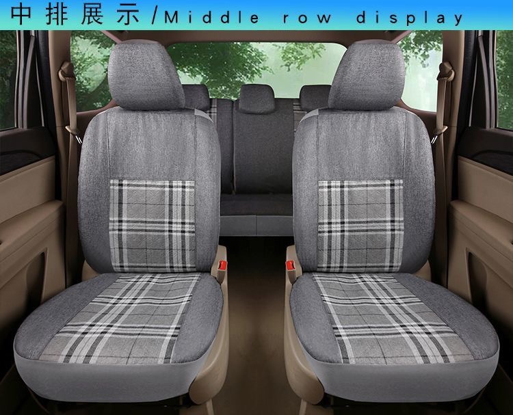 Five-Seater Full Car Seat Cushion Cover Double-Row Small Truck Full Surround Cloth Cover Four-Season Universal Linen Small Car Fabric Seat Cover
