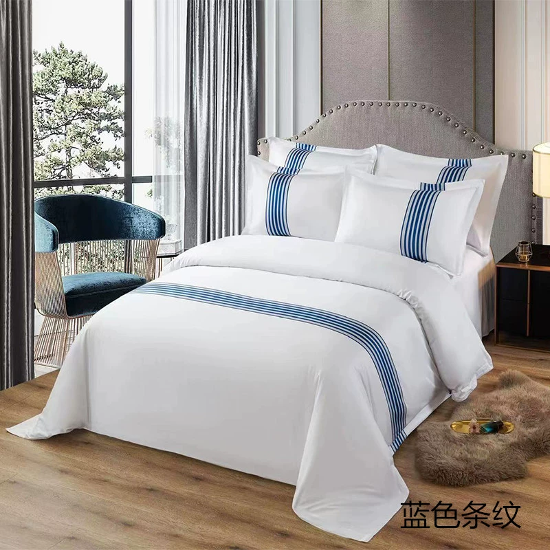 White set for hotel, bedspread, cloth, 4 piece set