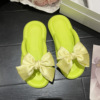 Deodorized wear-resistant beach flip flops with bow, breathable non-slip slide for leisure, slippers