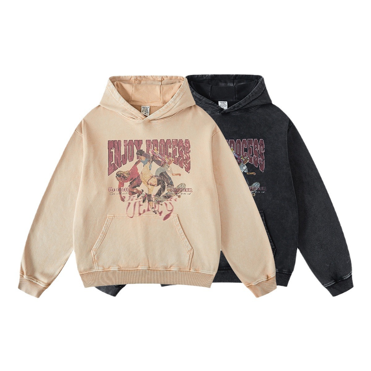 BE ropa de hombre | 2025 otoño e invierno para jóvenes suéter con capucha de monopatín de algodón suelto suéter lavado de marca de moda americana para hombres image 5