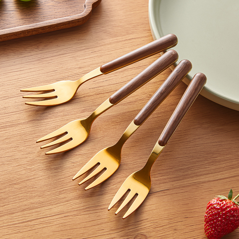 Tenedor de frutas de acero inoxidable cuchillo y tenedor de aislamiento térmico de grado alimenticio de alta calidad retro tenedor de comedor para pastel y postre set de cubiertos
