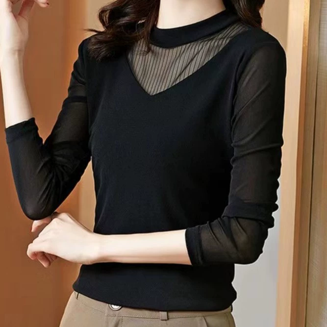 Весенняя новая нижняя рубашка с диким темпераментом тонкая сшитая черная рубашка модный топ для женщин Юго-Восточной Азии Другие