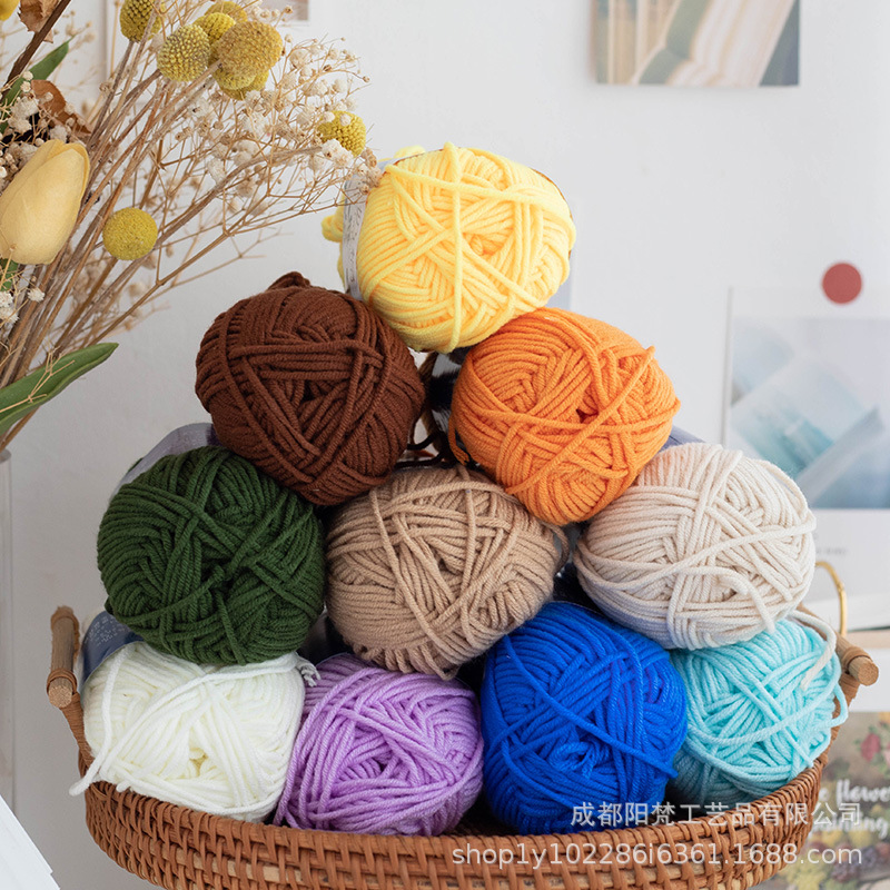 手工DIY戳戳绣5股毛线细毛线钩织发圈发带包包戳麻布袋钩织花朵
