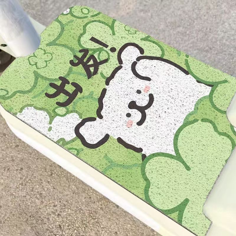Electric Vehicle Foot Mats, Cartoon Lines, Puppies, Stain-Resistant and Easy-Care Foot Mats, Universal Wear-Resistant and Non-Slip Wire Ring Foot Mats