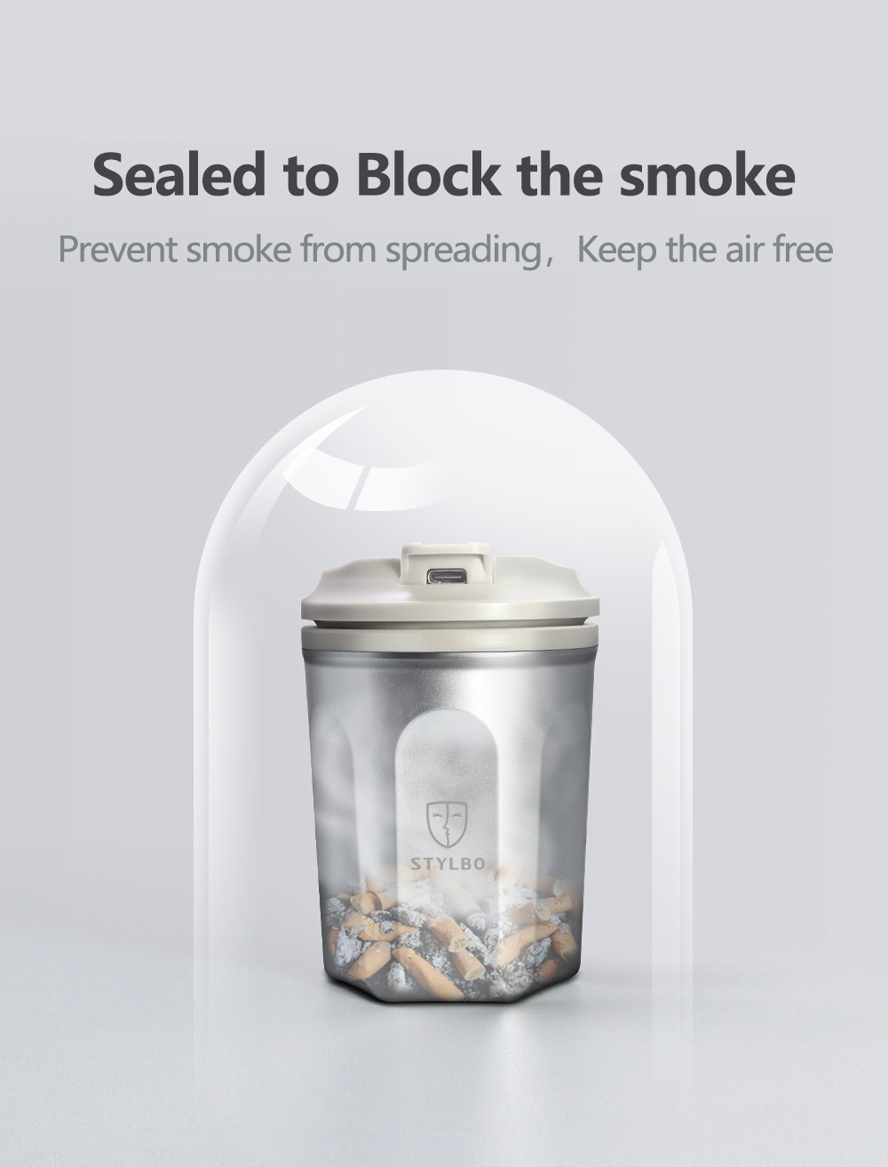 Stylbo Car Ashtray with Light, Anti-Fly Ash, Universal Car Interior Accessory, Car Ashtray Cup with Lid